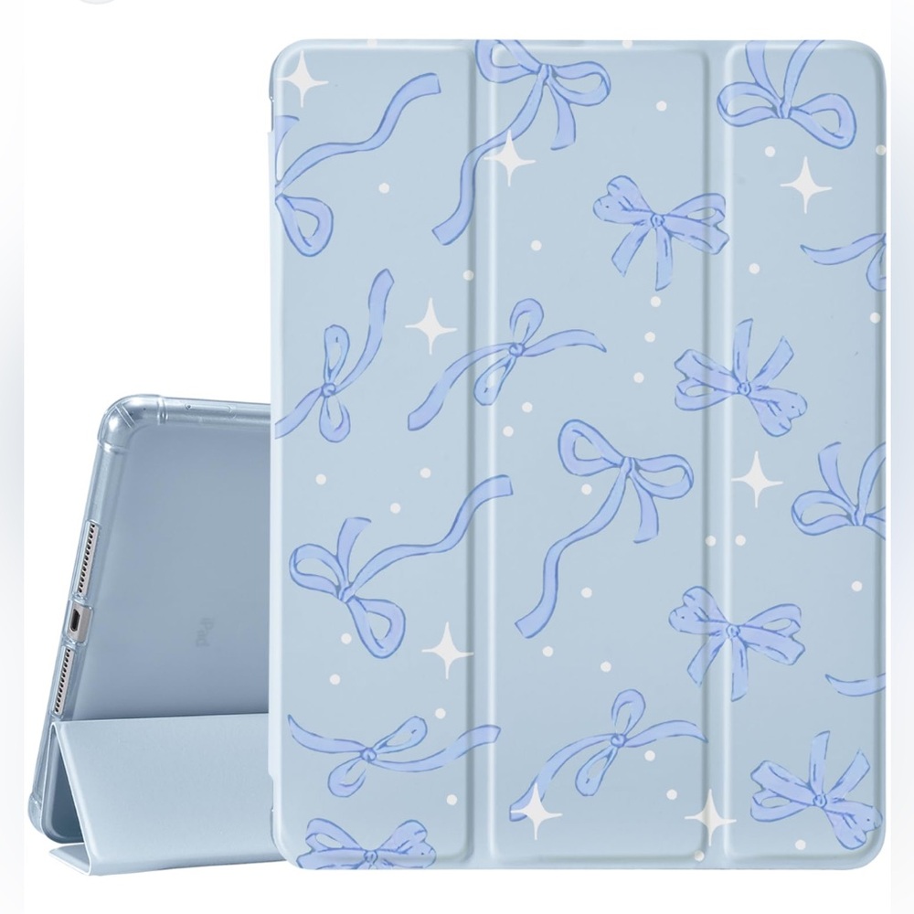 Woman’s Blue Bows Tablet Case with Pencil Holder For iPad  10 x 7 NIB